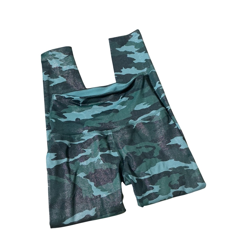 Beyond Yoga Camo Glitter Leggings Womens XS Green Metallic Shimmer High Waisted